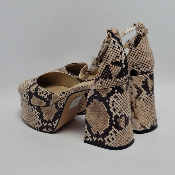 Topshop Stacey Snakeskin Print Ankle Strap Two Part Platform Heels Size 8 - Picture 11 of 11
